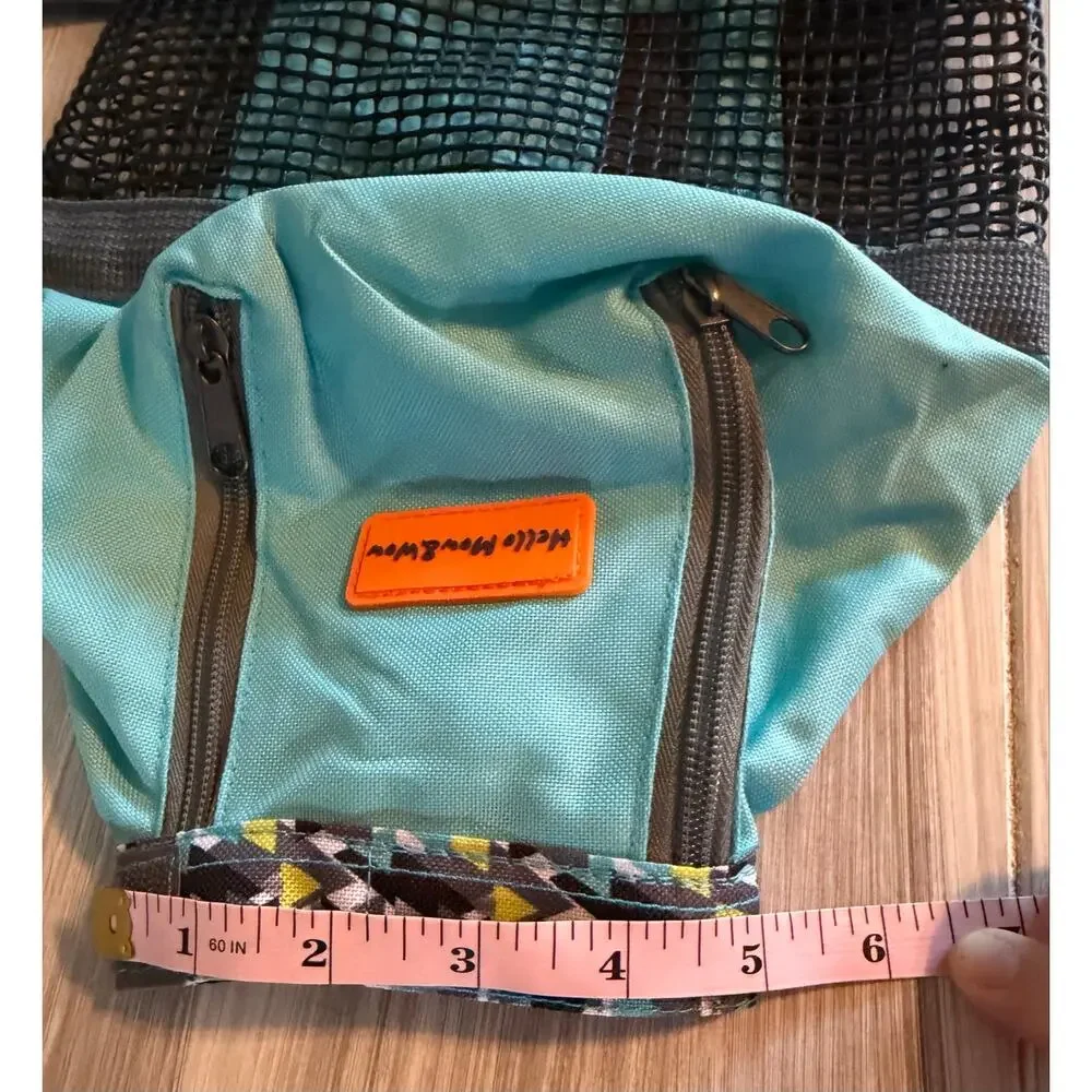 Hello Mow & Wow Pet Grooming Carrier / Restraint Bag in teal and gray Size Small
